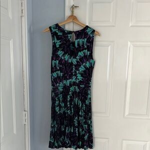 Cynthia Rowley Black, Purple, and Teal Patterned Dress -Size Medium
